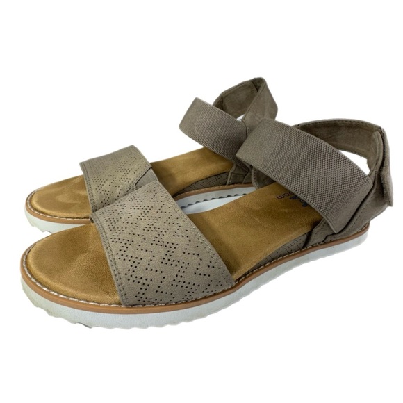 BOBS by Skechers Women's Desert Kiss-Stretch Quarter Strap Sandal Flat - Taupe - Picture 1 of 8